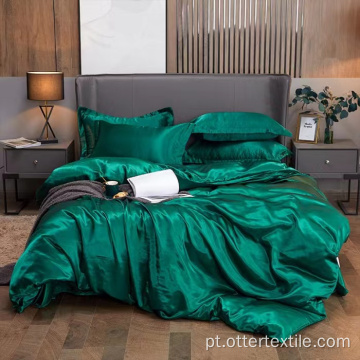 Conjunto de roupa de cama com capa de edredom de cetim de seda
